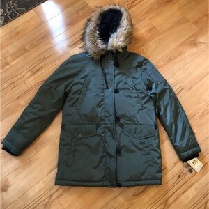 Bass Olive Green Ski Jacket with Faux Fur Hood